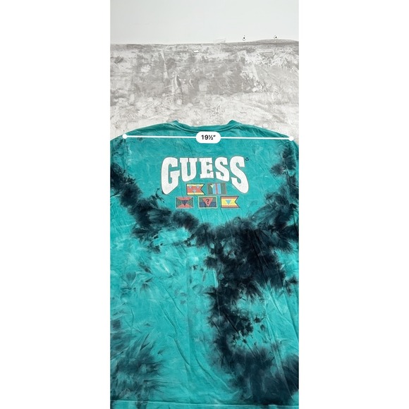 GUESS Originals T-Shirt Men's Size Medium Teal Tie Dye Short Sleeve EUC - Picture 6 of 8
